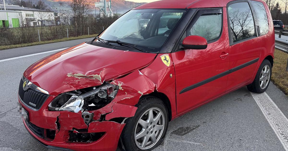 Long traffic jam after rear-end collision on motorway during morning rush ...