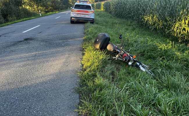 Fahrunfähiger Mopedlenker landet im Wiesland