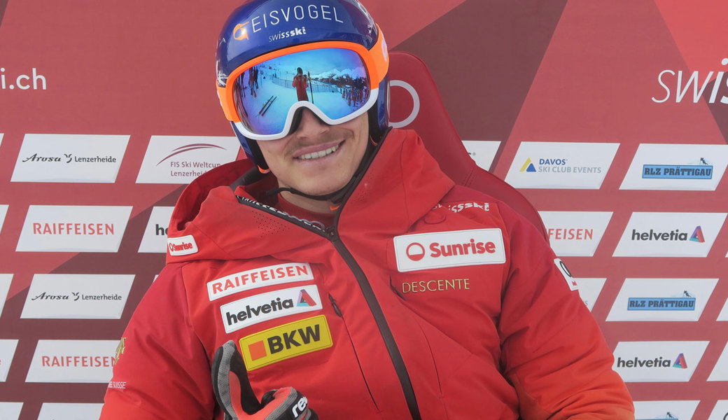 Josua Mettler durfte bis zum Rennende in der Leaderbox bleiben und fuhr zum Schweizer Meistertitel in der Abfahrt.