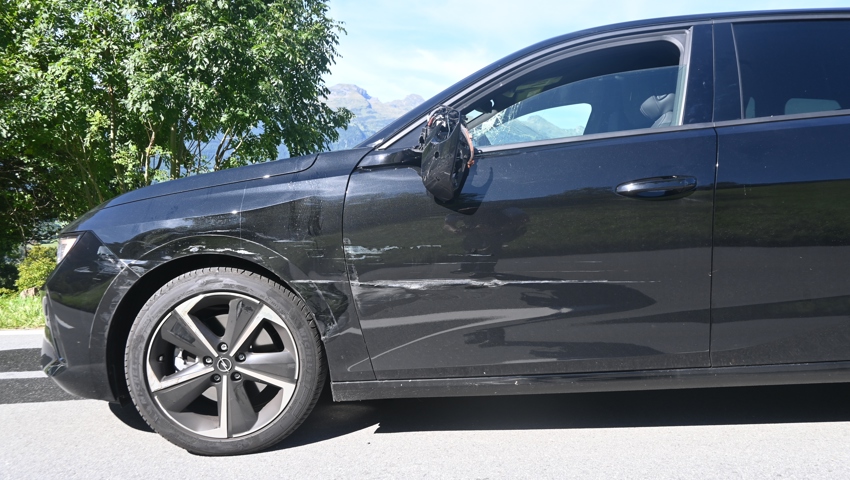 Dieses Auto kam von der Strasse ab, weil der Lenker von einem Insekt abgelenkt wurde.
