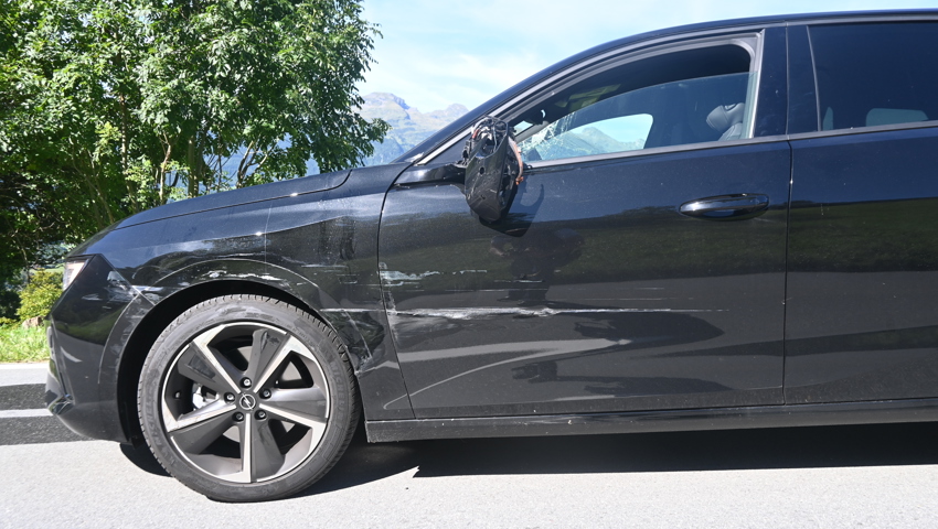 Dieses Auto kam von der Strasse ab, weil der Lenker von einem Insekt abgelenkt wurde.