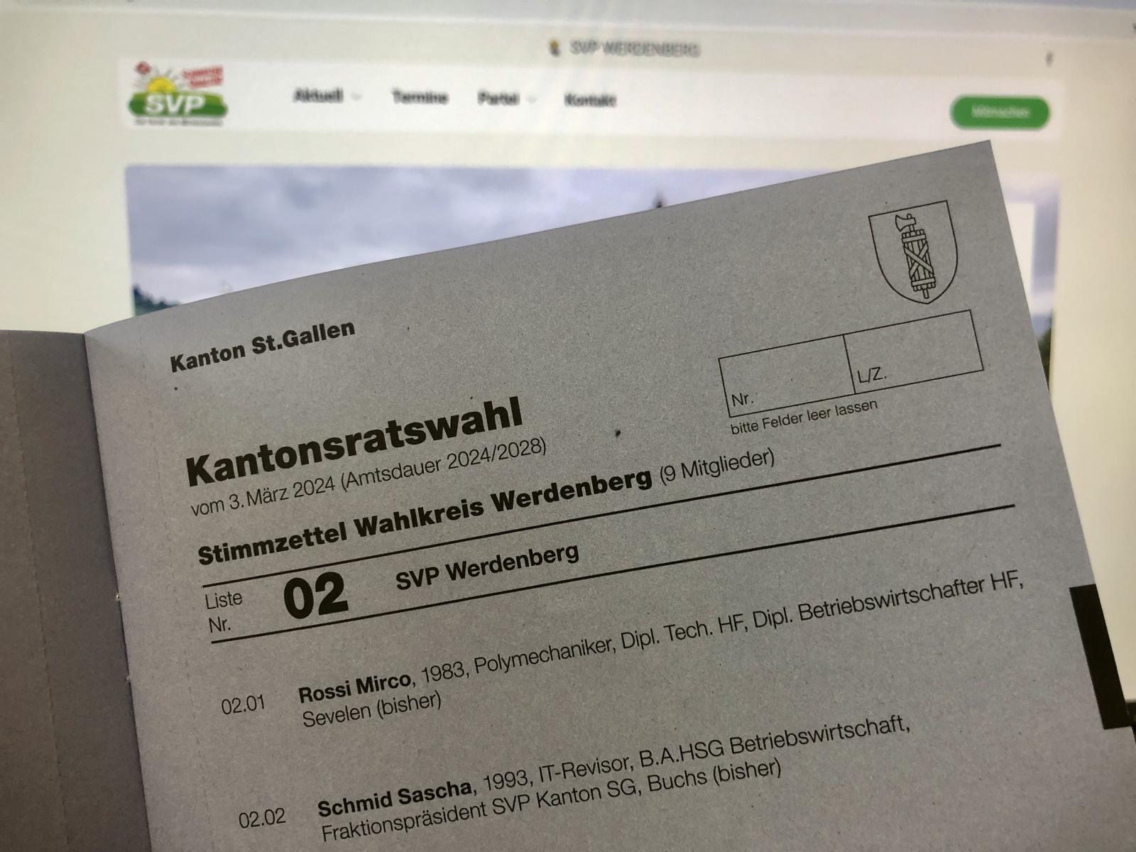 Das sind die Kandidaten der Liste 02: SVP Werdenberg