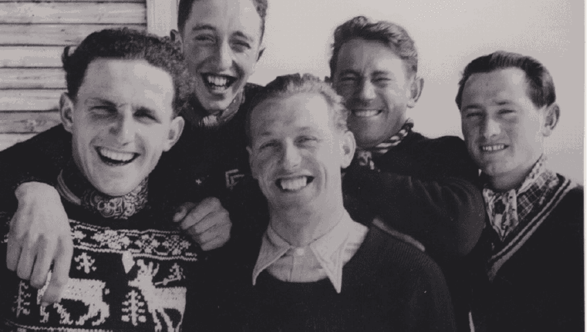  Die «Skicracks» (von links): Niklaus Stump, Walter Steiner, Alfred Kleger, Karl Schlumpf, Walter Sutter auf einem Gruppenfoto. Bilder: PD