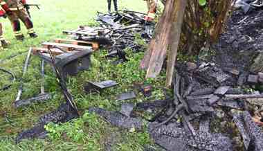 Familie bemerkt Brand einer Baumhütte