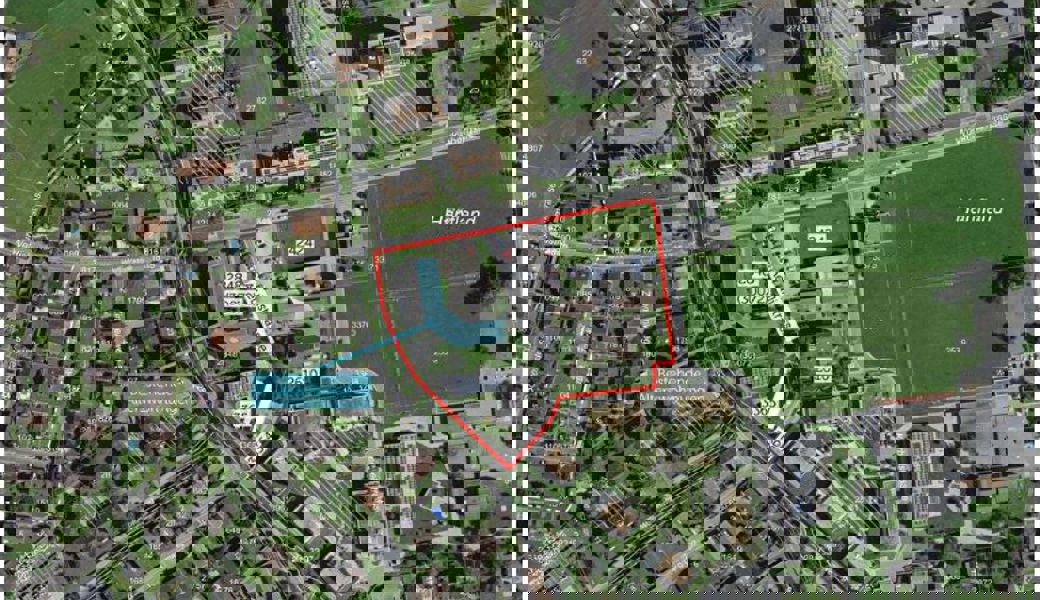  Luftansicht der Strassen- und Bauplanung: Auswirkung des Teilzonenplans «Umlegung Aeulistrasse».