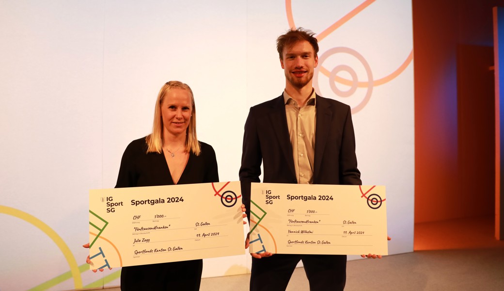 An der Sportgala der IG Sport St. Gallen geehrt (von links): Julie Zogg und Yannick Wilhelmi.