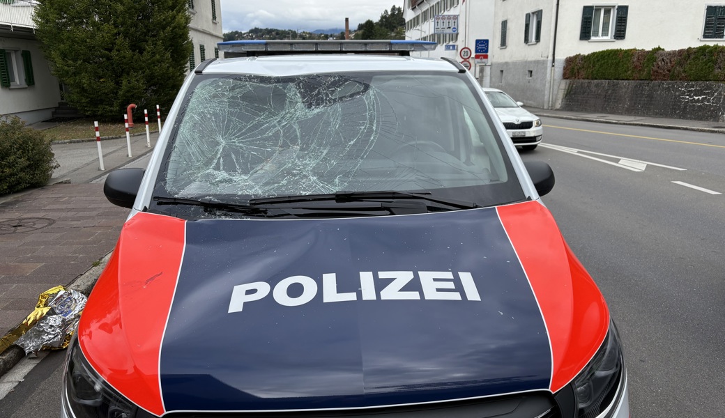 Das Patrouillenfahrzeug der Landespolizei war nach dem Vorfall nicht mehr fahrbereit.