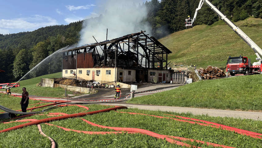 Das Gebäude brannte vollständig nieder.