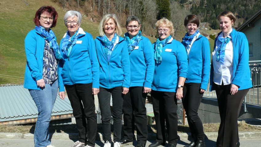 Der Vorstand (von links): Nicole Raschle (Vizepräsidentin, neu), Gabriela Ebneter, Irene Lüchinger, Claudia Kaiser (Präsidentin, neu), Gisela Luterbacher (abtretende Präsidentin), Ursina Lendi und Nicole Gärtner (Kassierin, neu).