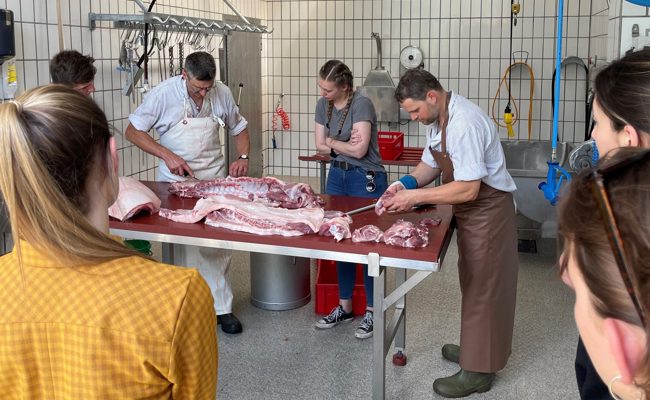 Lebensmittel produzieren: Hotelfachstudierende besuchen Gemüsefeld und Schlachtanlage