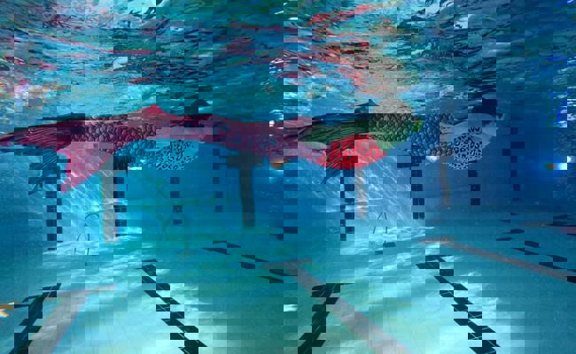 Mit Monoflosse: halb Fisch, halb Mensch