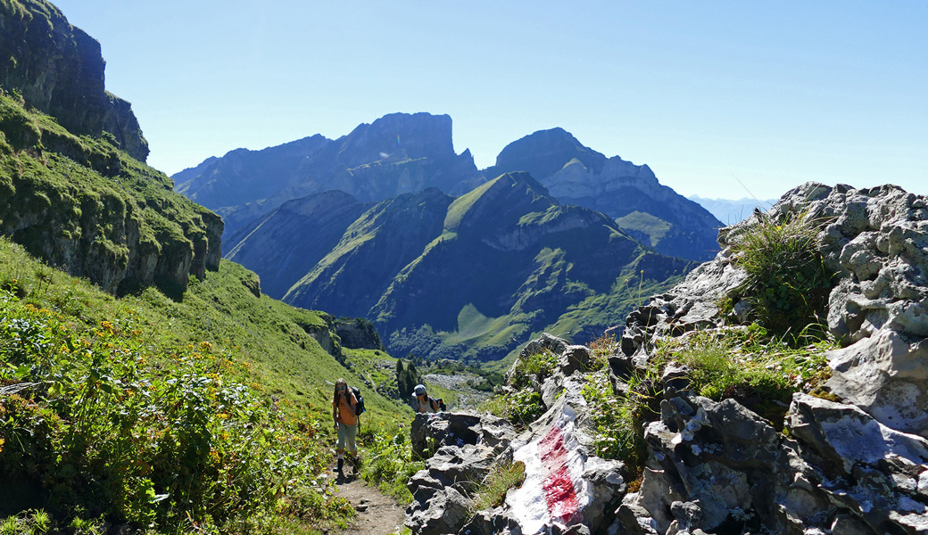 Wandern oberhalb von Wildhaus am Gamserrugg.