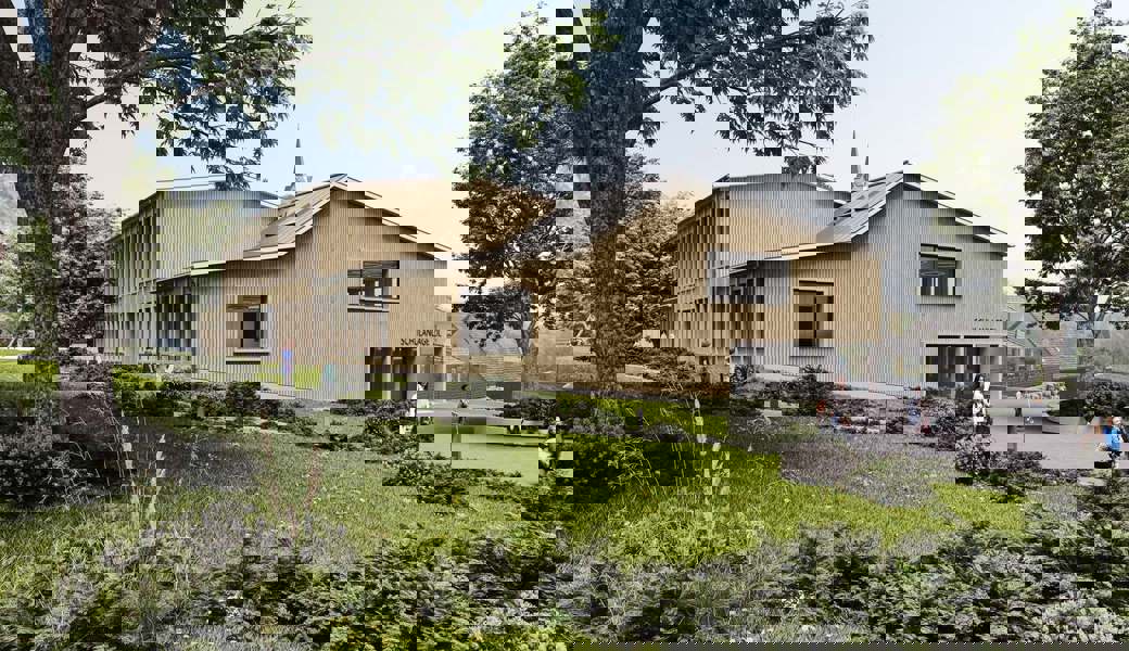 So soll der geplante Erweiterungsbau in Sennwald aussehen.  Visualisierung: PD