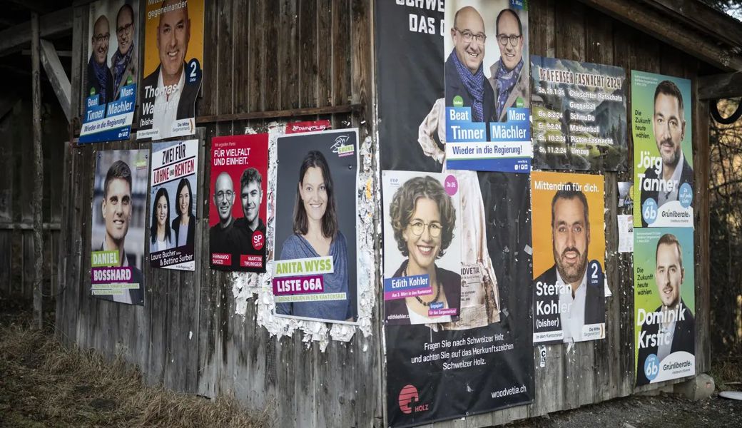 Dass Wahlen anstehen, ist unschwer zu erkennen. Hier eine regelrechte Plakatwand in Bad Ragaz.