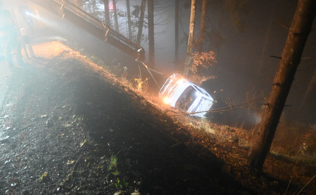 Im Nebel von Strasse abgekommen und 15 Meter abgestürzt