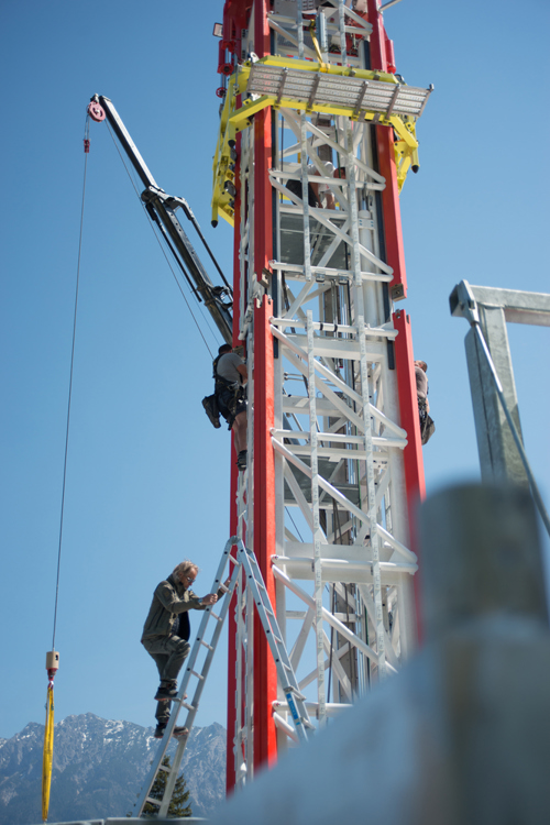  Der Free Fall Tower stand im Mai in Buchs. 