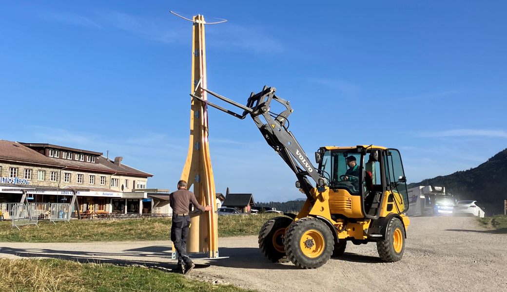 Die Klangwelt Toggenburg lagert ihre Klangskulpturen – hier eine auf Iltios – den Winter über ein.