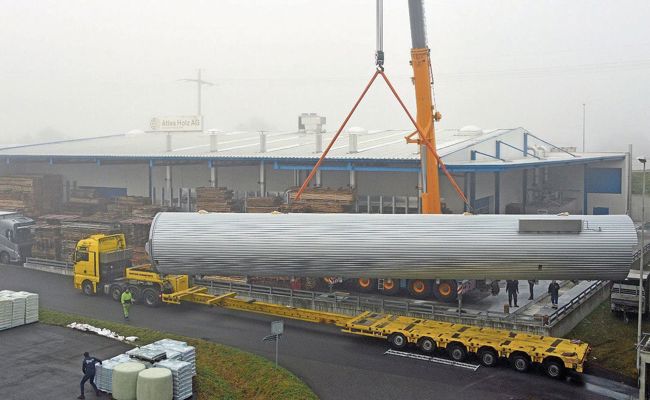 27 Tonnen schwere Anlage in Trübbach transportiert