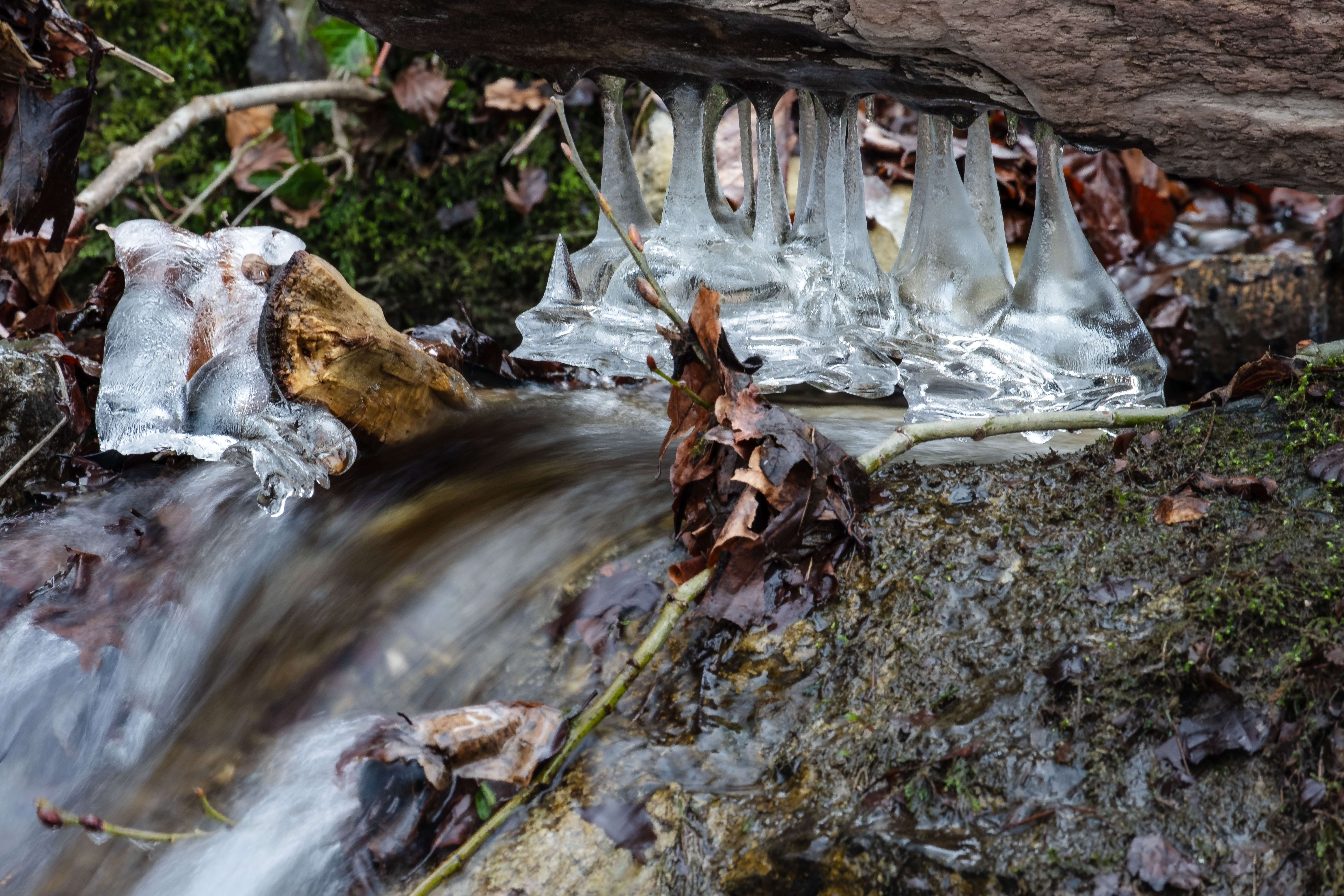 Faszinierende Eisgebilde am Röllbach