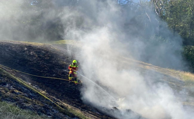 Heubündel berührte den Auspuff eines Mähers – Wiesenbord in Brand geraten