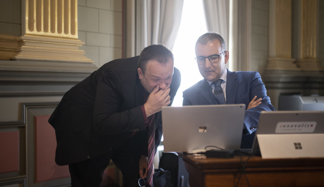 Christian Lippuner (rechts) und Felix Keller sorgen sich wegen der hohen Energiepreise um die Arbeitsplätze im Kanton.