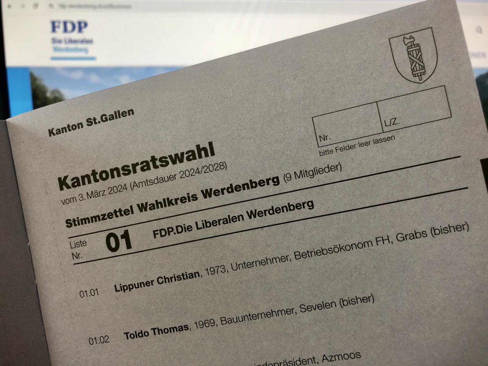 Das sind die Kandidierenden der Liste 01: FDP – Die Liberalen Werdenberg