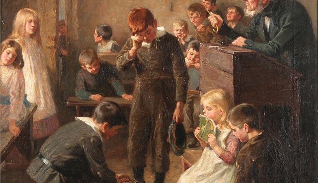  Körperliche Züchtigung war früher im Schulalltag üblich, wie ein Bild von Hedley aus dem Jahr 1899 zeigt. 