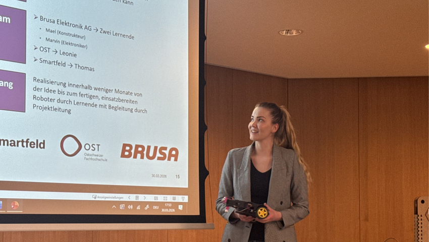 Leonie Zellweger stellte ein Projekt zweier Lernender der Firma Brusa vor.