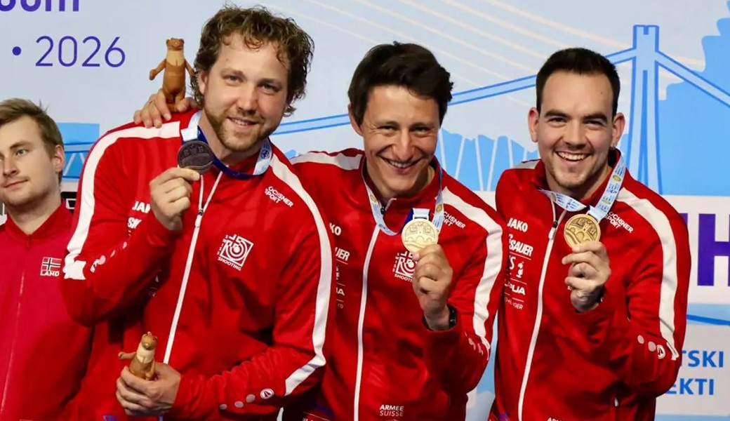 Bronze gewonnen: Die Freude ist den drei Schweizern anzusehen (von links): Jan Lochbihler, Christoph Dürr und Fabio Wyrsch.