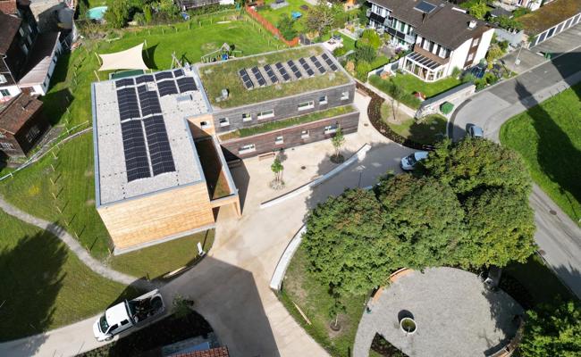 Ein Blick aus der Vogelperspektive: Neue Umgebung des Kindergartens und des Begegnungszentrums Gallus