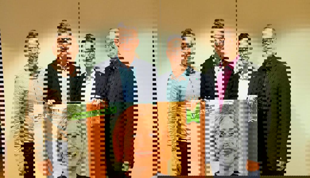  SVP-Köpfe in Grabs (von links): Der neue Kreispräsident Michel Bokstaller, Nationalrat Mike Egger, Kantonsrat Sascha Schmid, Kantonsrat Mirco Rossi. 