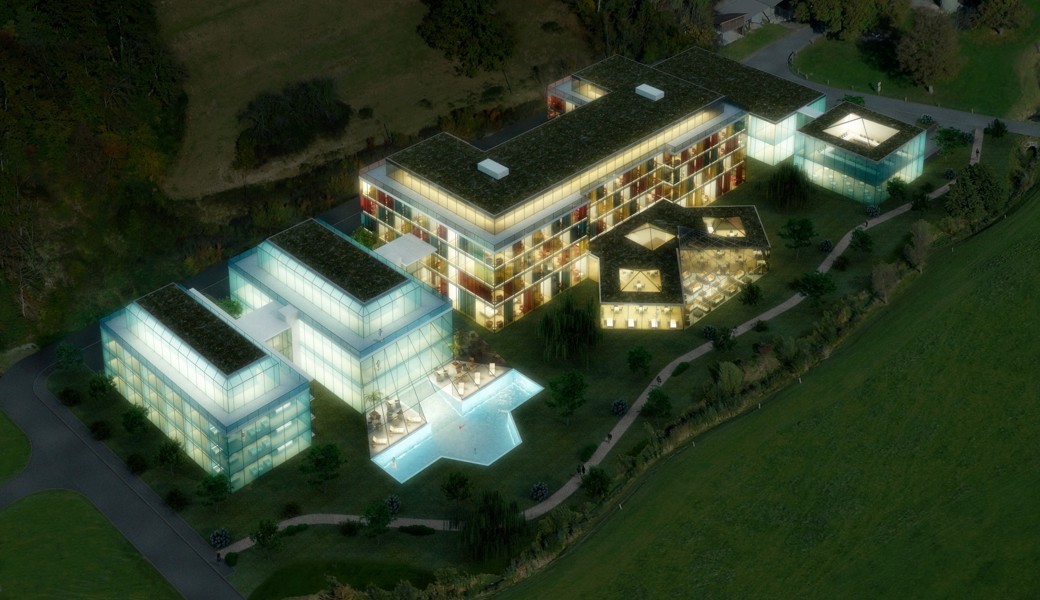 Visualisierung des gescheiterten Vier-Sterne-Hotels: Das schwefelhaltige, salzsaure Wasser von Bad Rans soll Wunder gegen Rheuma und Gicht bewirken.