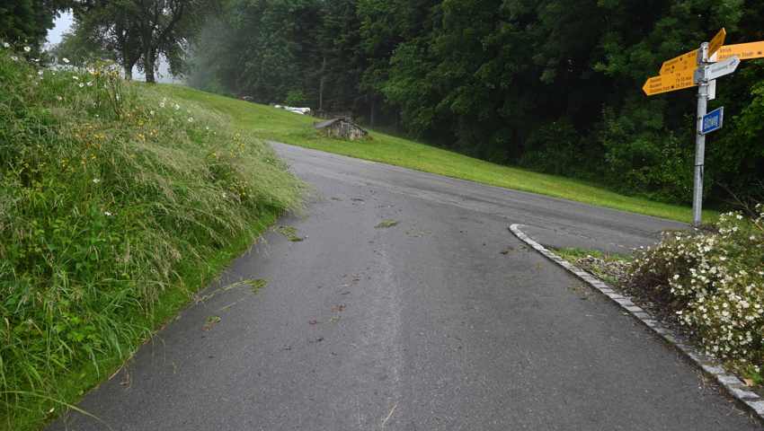 Der Unfall ereignete sich an einer Verzweigung auf der Alten Stossstrasse. Der Unfall ereignete sich an einer Verzweigung auf der Alten Stossstrasse.