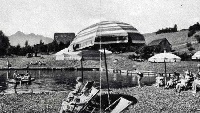  Eichlitten-Strandbad mit Liegewiese, Bild aus altem Prospekt. Bilder: Archiv Hansruedi Rohrer