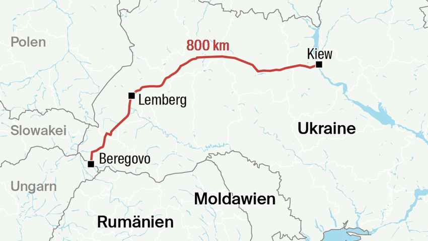  Bettina und Viktoria kommen aus Beregovo, das im Dreiländereck Ukraine, Ungarn, Rumänien liegt. Bis nach Kiew sind es rund 800 Kilometer. Quelle: Stepmap/Karte: jn