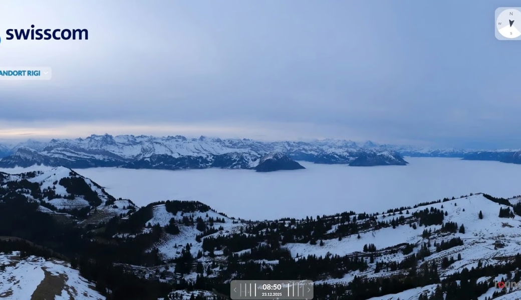 Die Rigi-Webcam am Dienstagmorgen: Noch läuft sie, doch ab dem 1. Januar ist hier auf unbestimmte Zeit Sendepause.