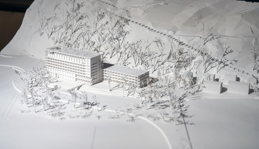 Klinik und Hotel, sowie die vier Wohnhäuser sollen einen neuen Ortseingang bilden.