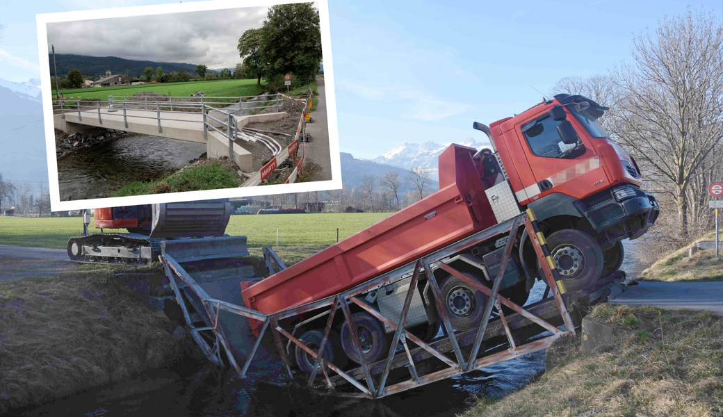 Im März 2021 ist die Brücke eingebrochen. Der etwa 30 Tonnen schwere Lastwagen hätte sie nicht befahren dürfen.