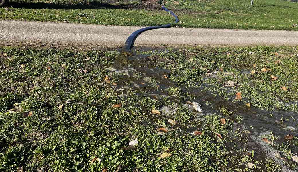 Die Feuerwehr konnte eine Ausbreitung der Gülle eindämmen. 