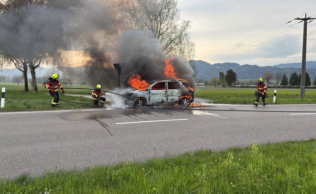 Auto eines 76-Jährigen auf Strasse durchs Riet komplett ausgebrannt