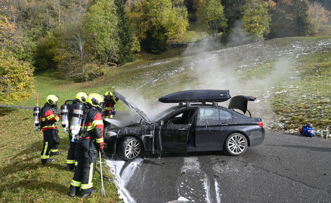 Fahrer stellt Rauch fest – Fahrzeug brennt aus