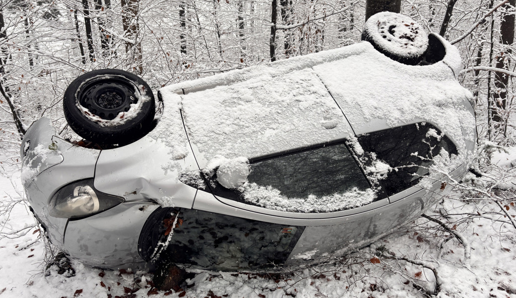 Auto überschlägt sich und landet in Baum