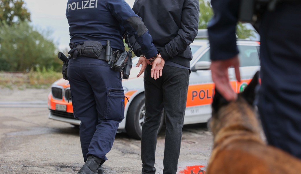 Zur Unterstützung der Patrouillen wurde auch ein Diensthund aufgeboten.
