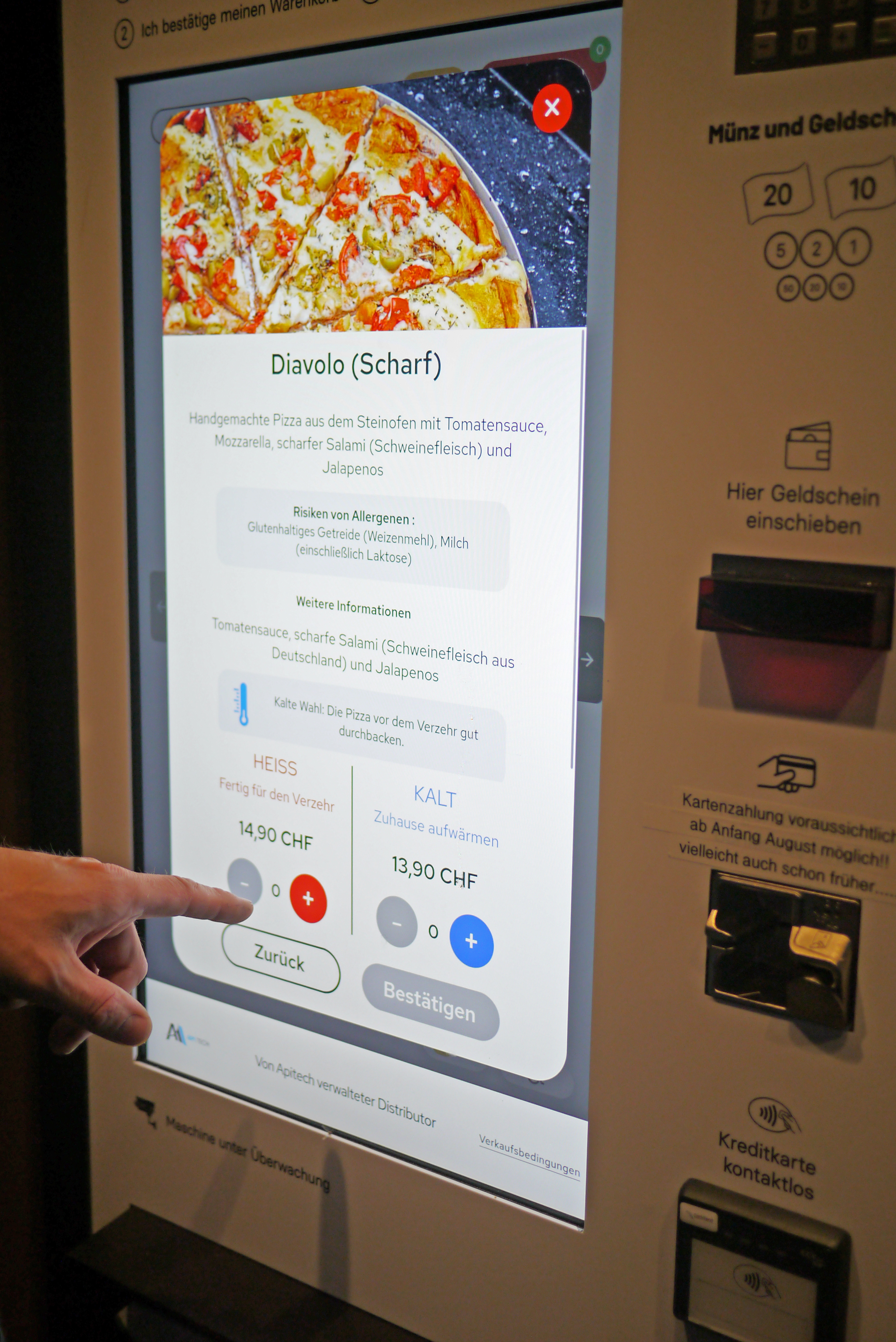 Der Pizza-Automat wurde gezügelt