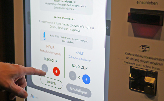 Der Pizza-Automat wurde gezügelt