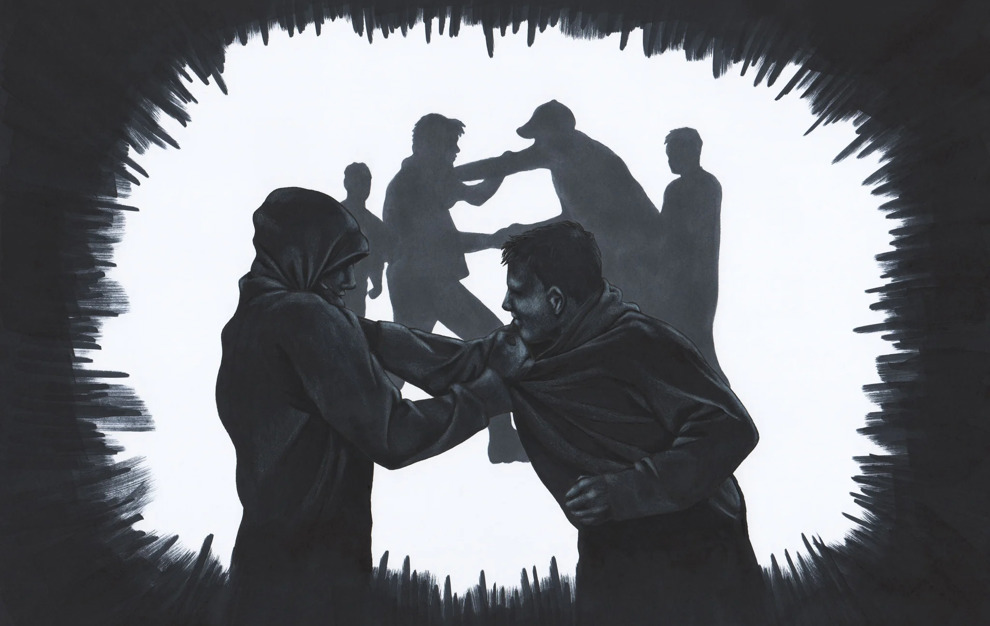 Rauferei Unter Jugendlichen Illustration Valentina Thurherr