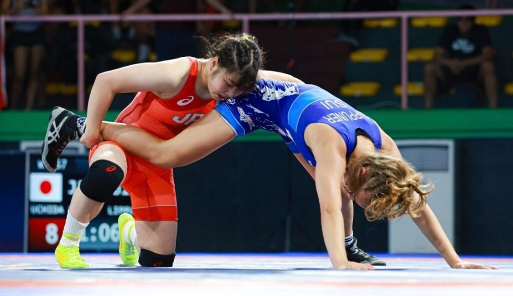  Annatina Lippuner (blau) im Kampf gegen die spätere Weltmeisterin aus Japan. 