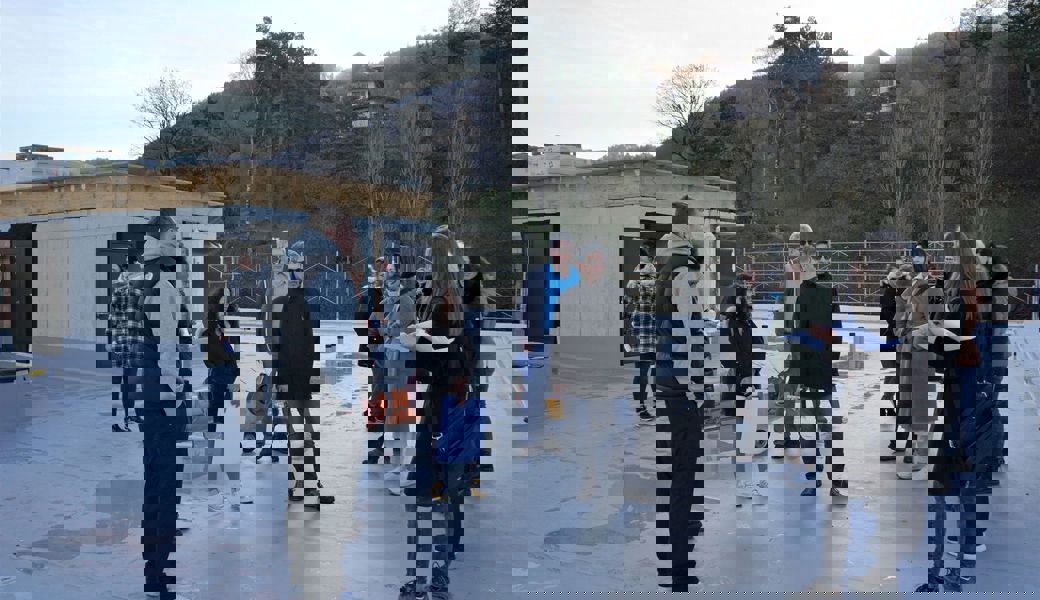 Die Führung endete auf dem Dach des Neubaus. 