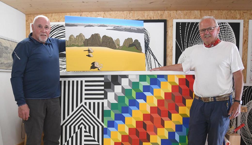 Zwei Bildkünstler – zwei Techniken: Toni Sonderegger (rechts) und Werner Legler zeigen ihre neuen Werke.
