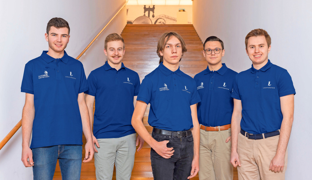 Die fünf Kandidaten des Worldskills-Teams für Lyon (von links): Tobias Beck (20, Planken), Tobias Büchel (19, Ruggell), Bo Ryffel (19, Azmoos), Constantin Vogt (19, Balzers) und Timon Frey, (21, Grabs).